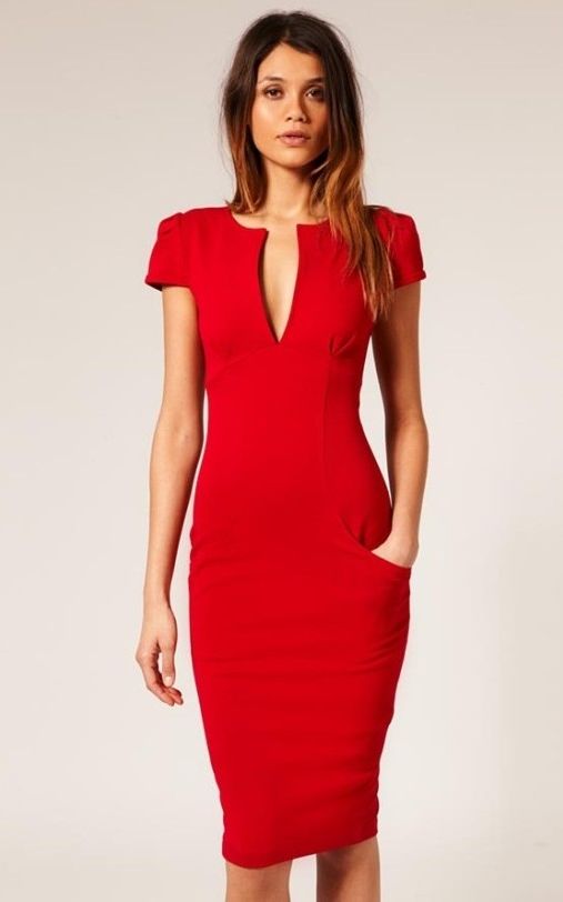 Red Ponti Pencil Dress